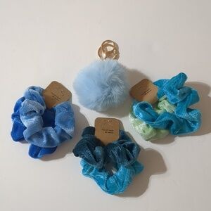 Velvet Scrunchies New Lot 6 scrunchies & Key chain